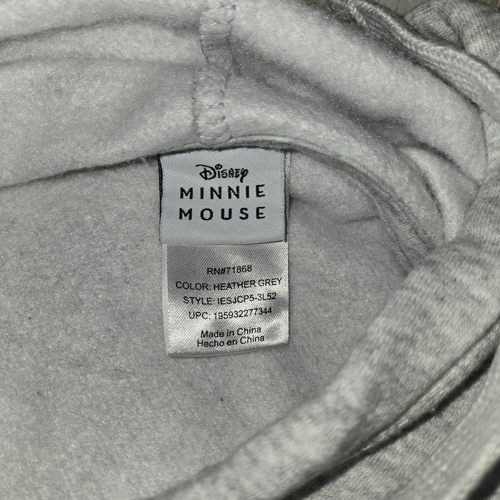Disney Minnie Mouse Hoodie XXL Gray Embroidered Applique EUC - Picture 9 of 13